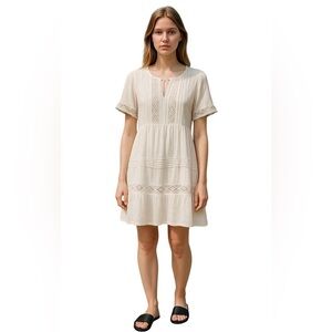 Knox Rose Cream Mini Dress Size L Cottagecore Boho Chic Embroidered Ethereal